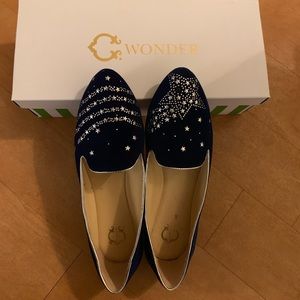 C. Wonder Velvet Shooting Star Loafer - Navy
